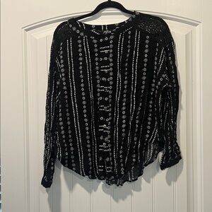 Black and White Patterned Blouse
